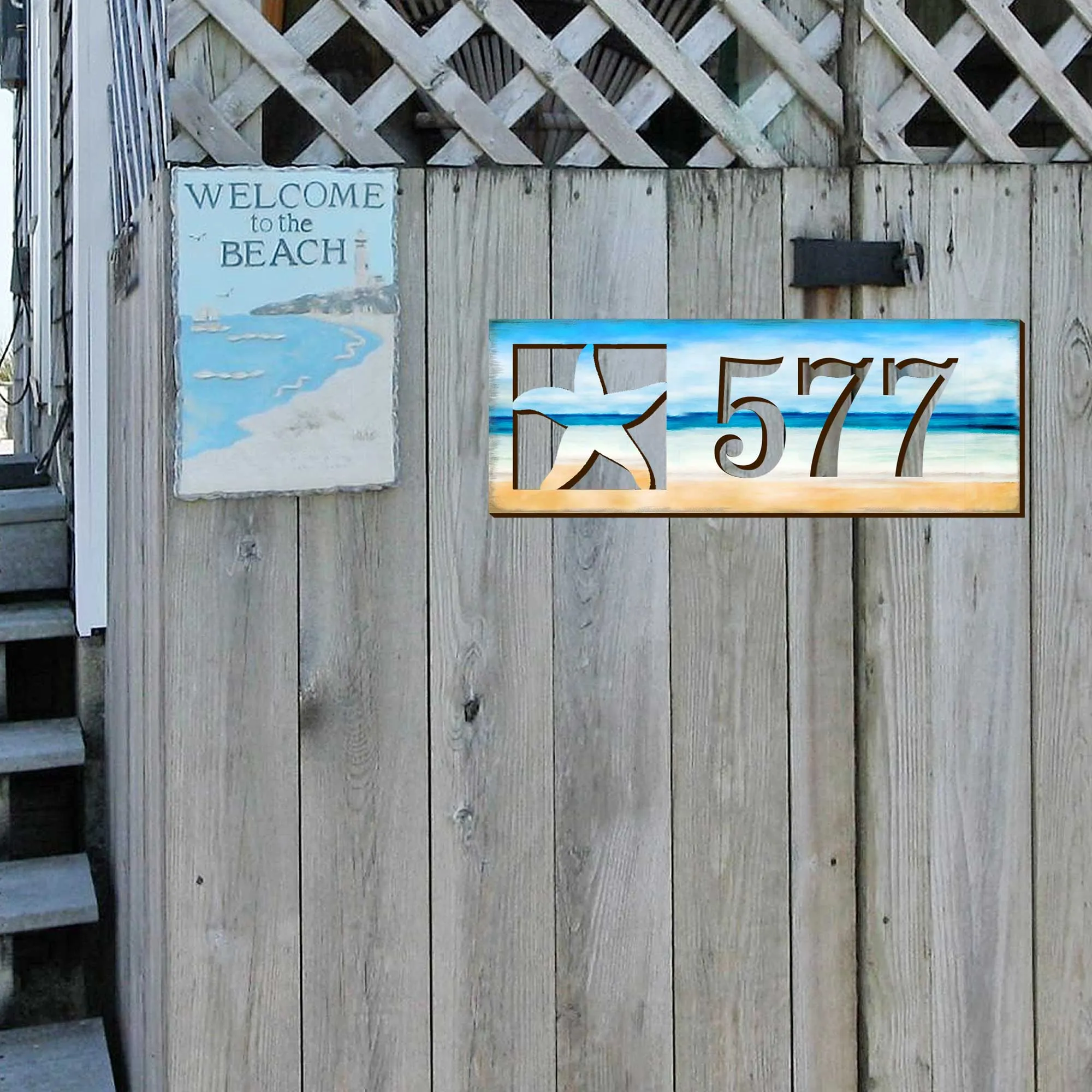 Address Sign - Beach House Numbers - Variety of Designs - Custom Coastal Door Numbers Sign - Wooden Crab Cottage Number Plaque - MA9898030