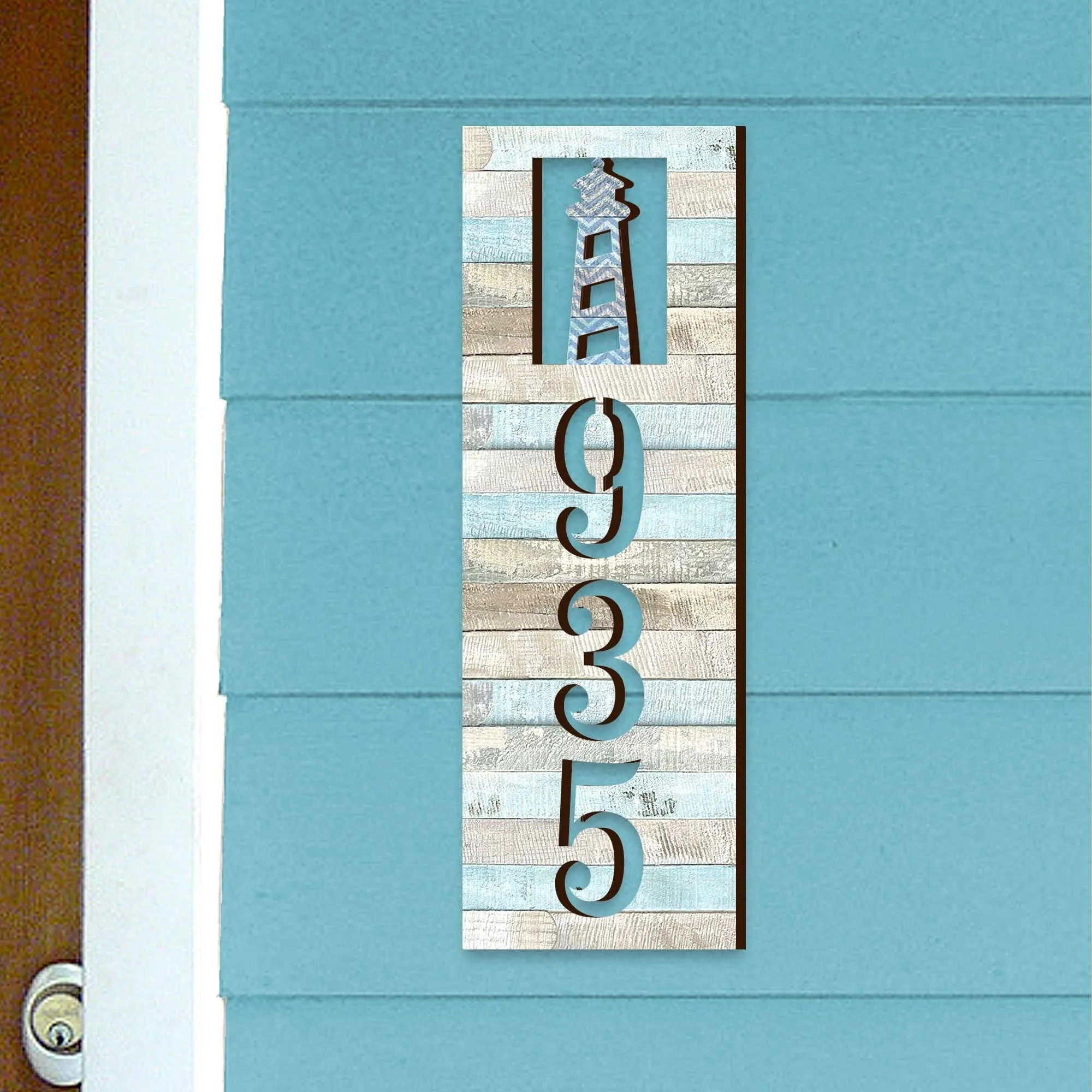 Address Sign - Coastal House Numbers - Lighthouse Wooden Address Plaque - Custom Home Address Sign MA989810