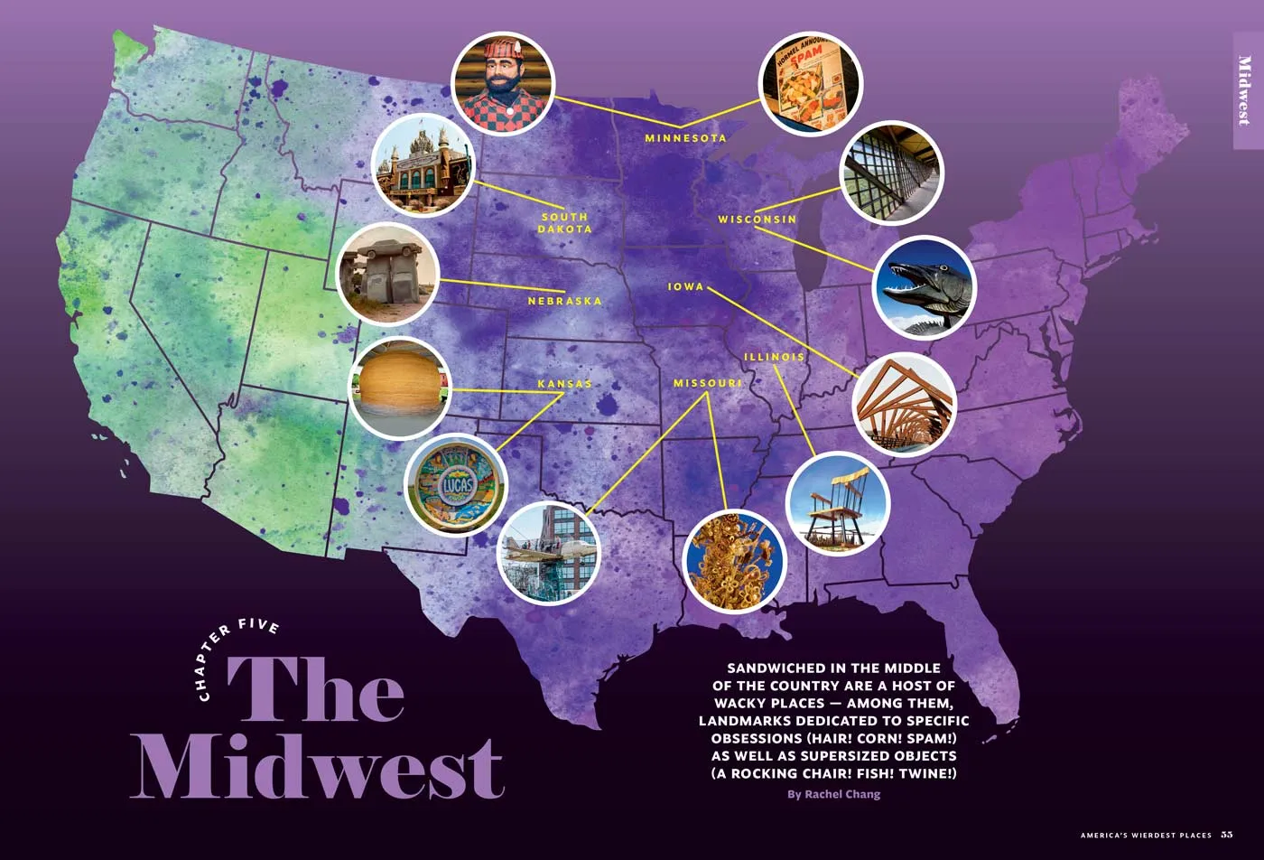 America's Weirdest Places - 70  Strange & Singular Spots, Man-Made Marvels, The Corn Palace, Infinite Mirror Maze, Wild Natural Phenomena, Musical Rocks, Mystifying Museums, Spam, Giant Shoes & More!