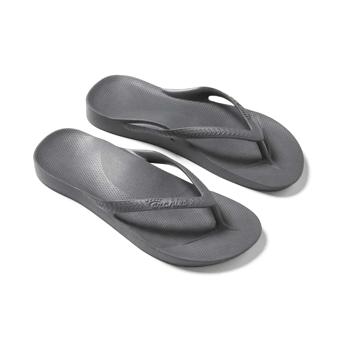 Archies Arch Support Flip Flops in Charcoal