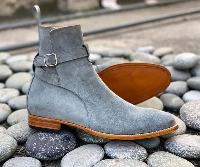 Awesome Handmade Men's Gray Suede Jodhpur Boots, Men Fashion Dress Ankle Boots