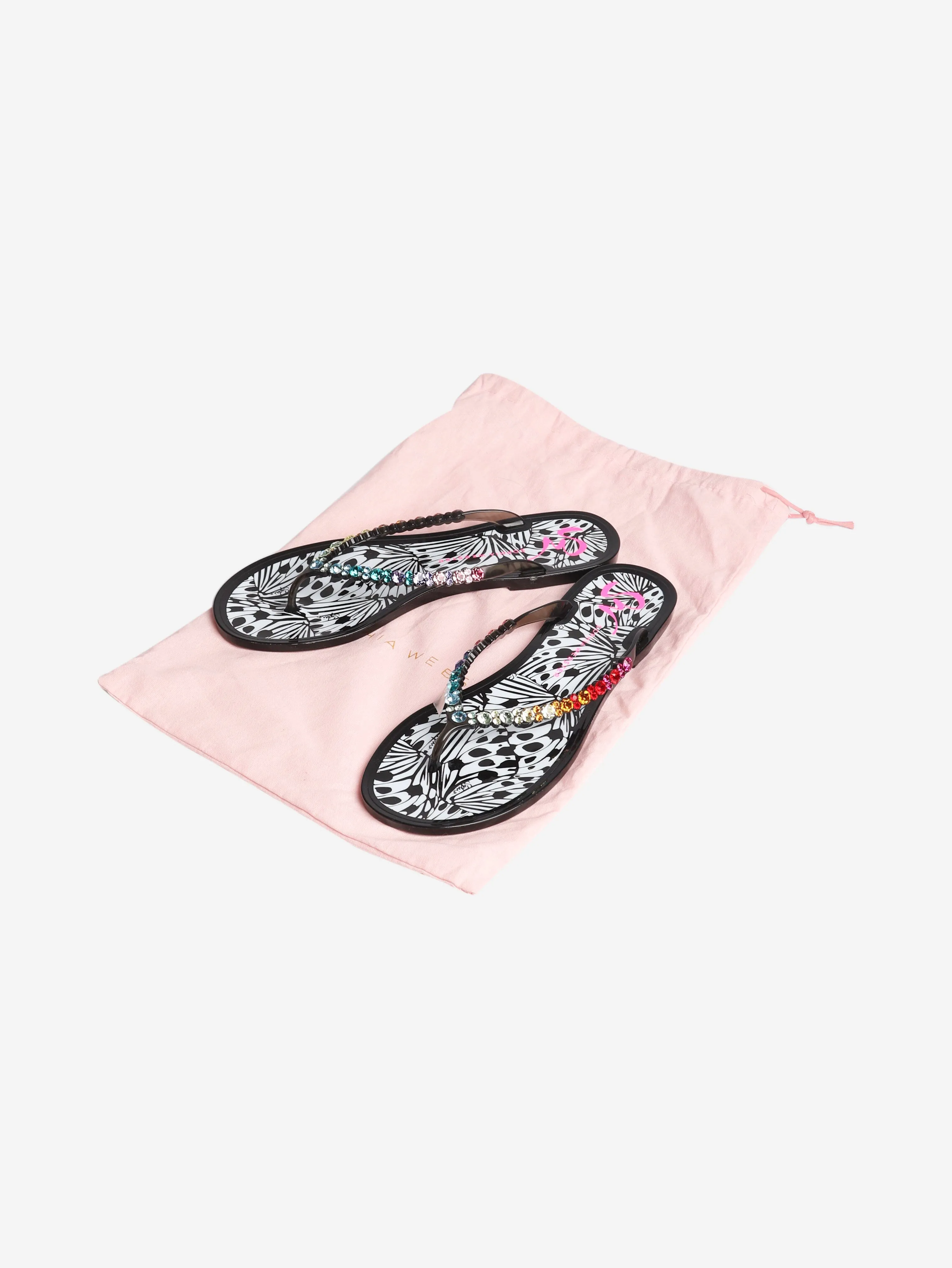 Black Esme crystal flip-flops - size EU 40