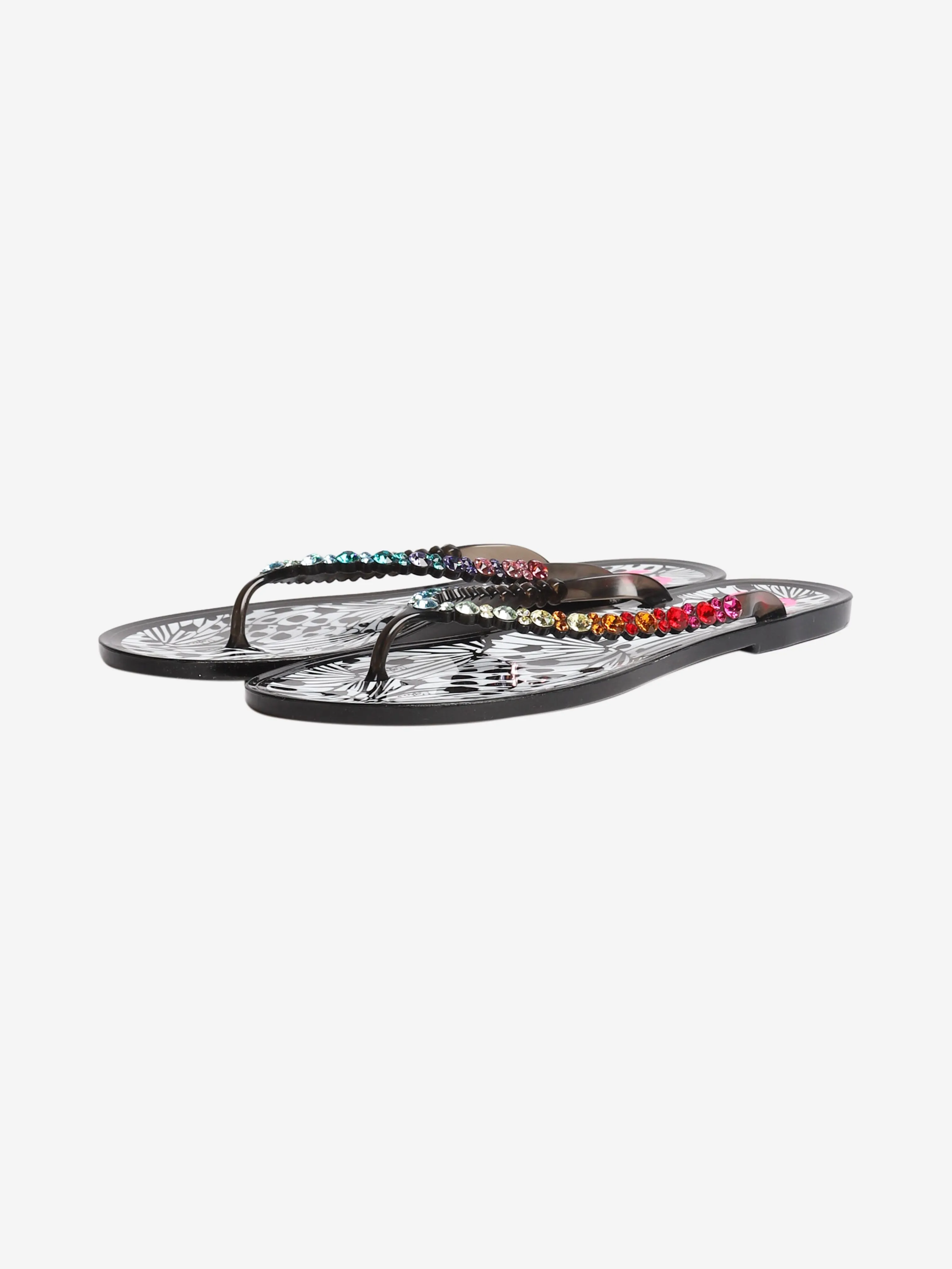 Black Esme crystal flip-flops - size EU 40