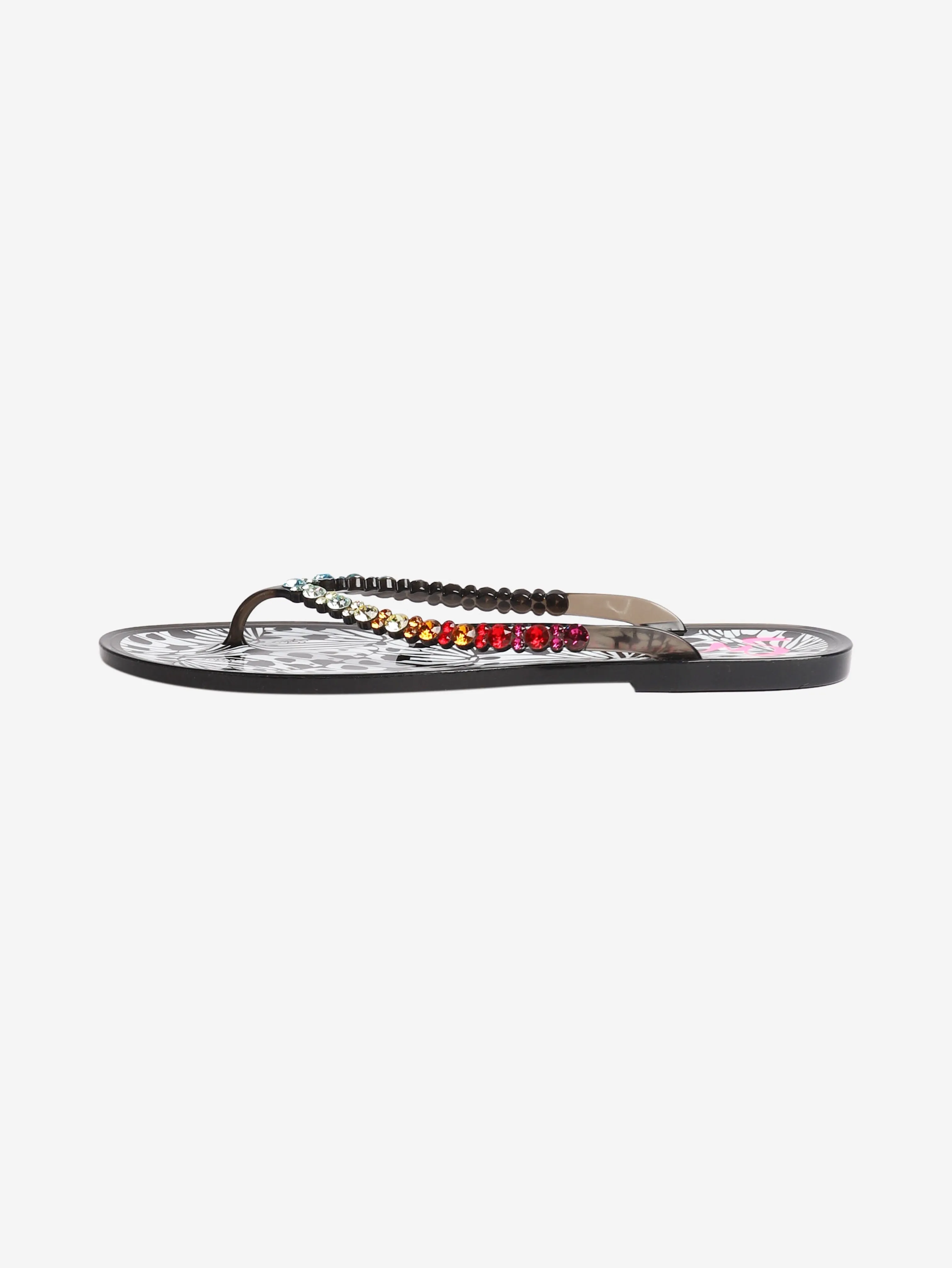 Black Esme crystal flip-flops - size EU 40