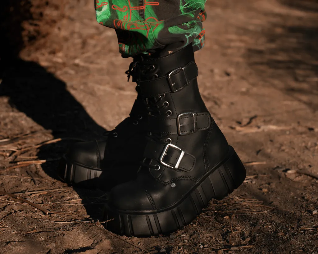 Black TUKskin™ 3-Buckle Anarchic Airship Boot