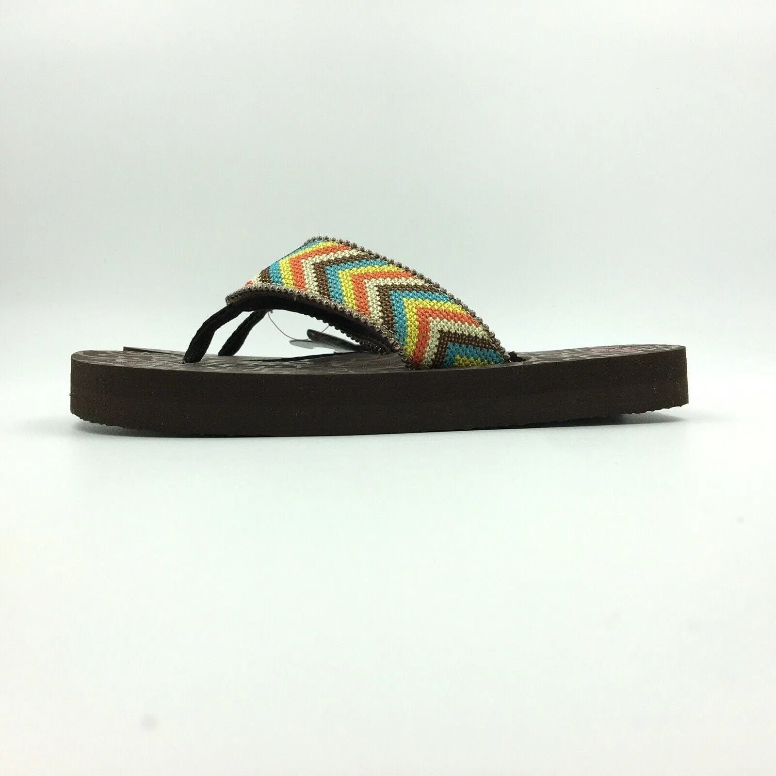 Blazin Roxx Women Size 6 Beaded Chevron Flip Flops Thongs #4119497 Angie BR