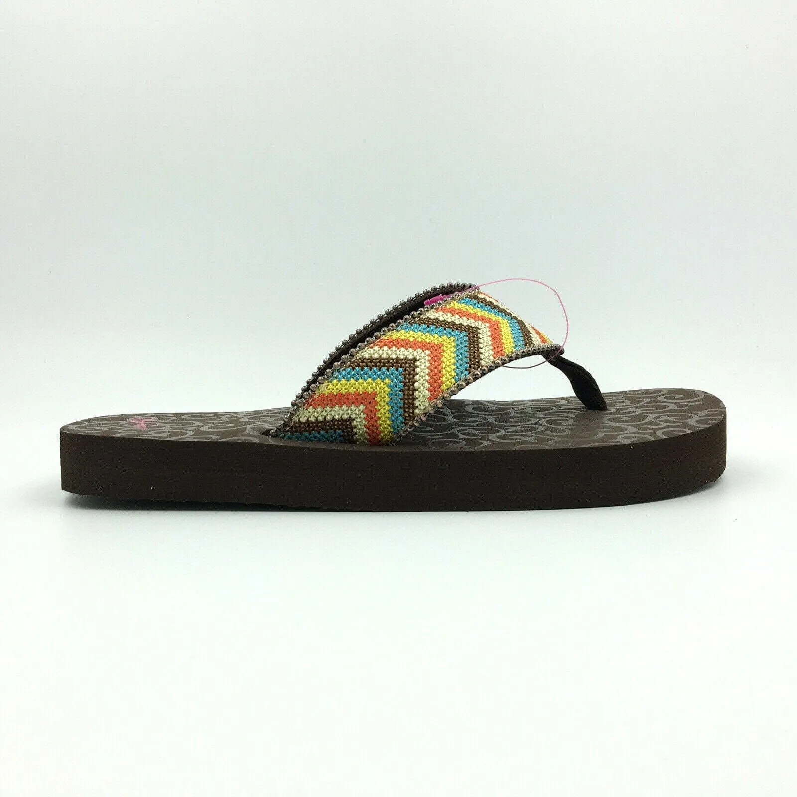 Blazin Roxx Women Size 6 Beaded Chevron Flip Flops Thongs #4119497 Angie BR