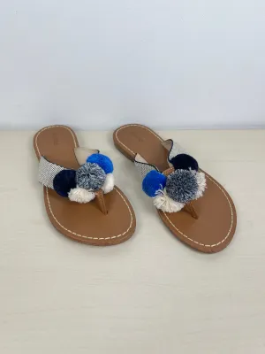 Blue & Brown Sandals Flip Flops Soludos, Size 7