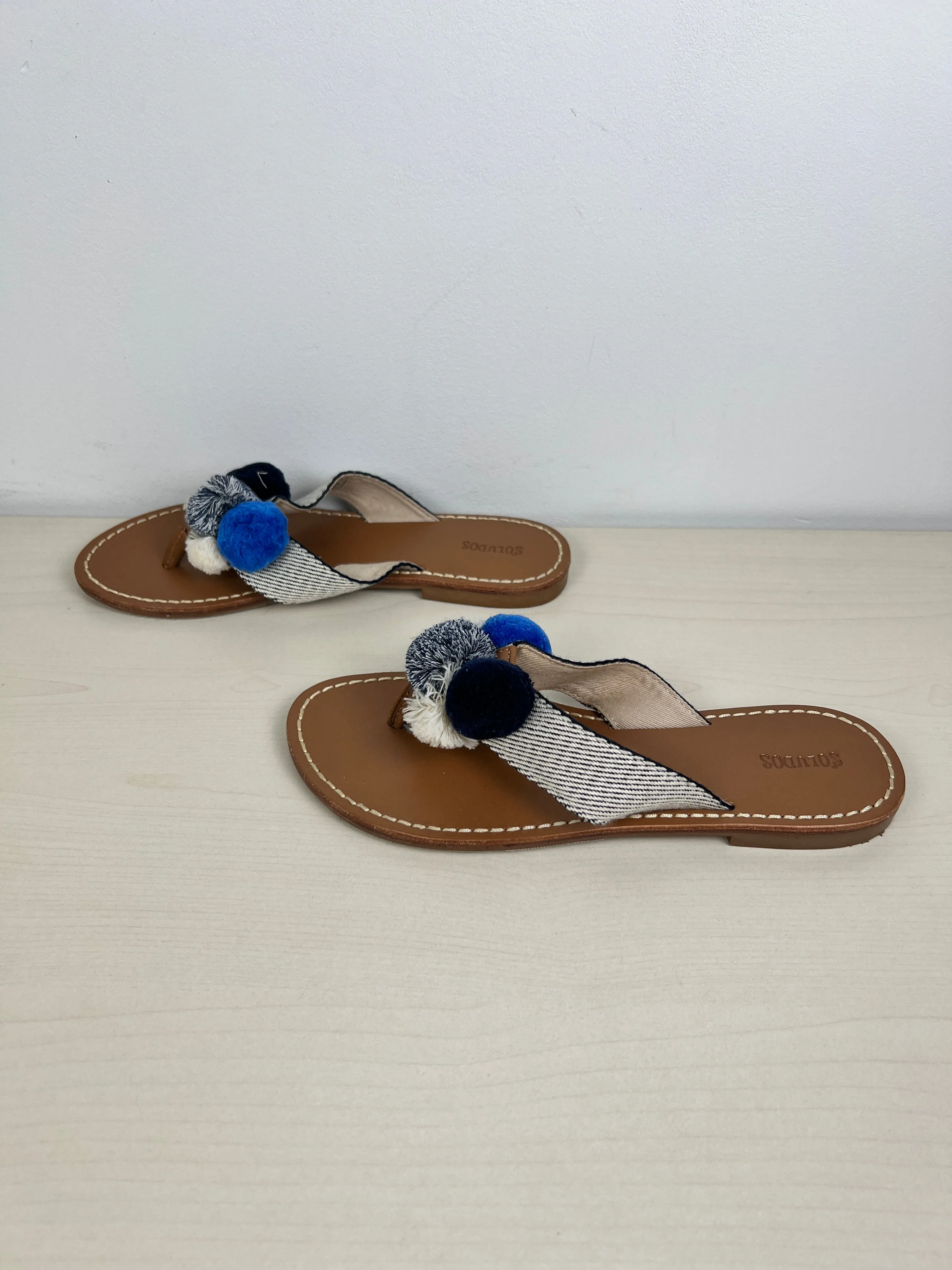 Blue & Brown Sandals Flip Flops Soludos, Size 7