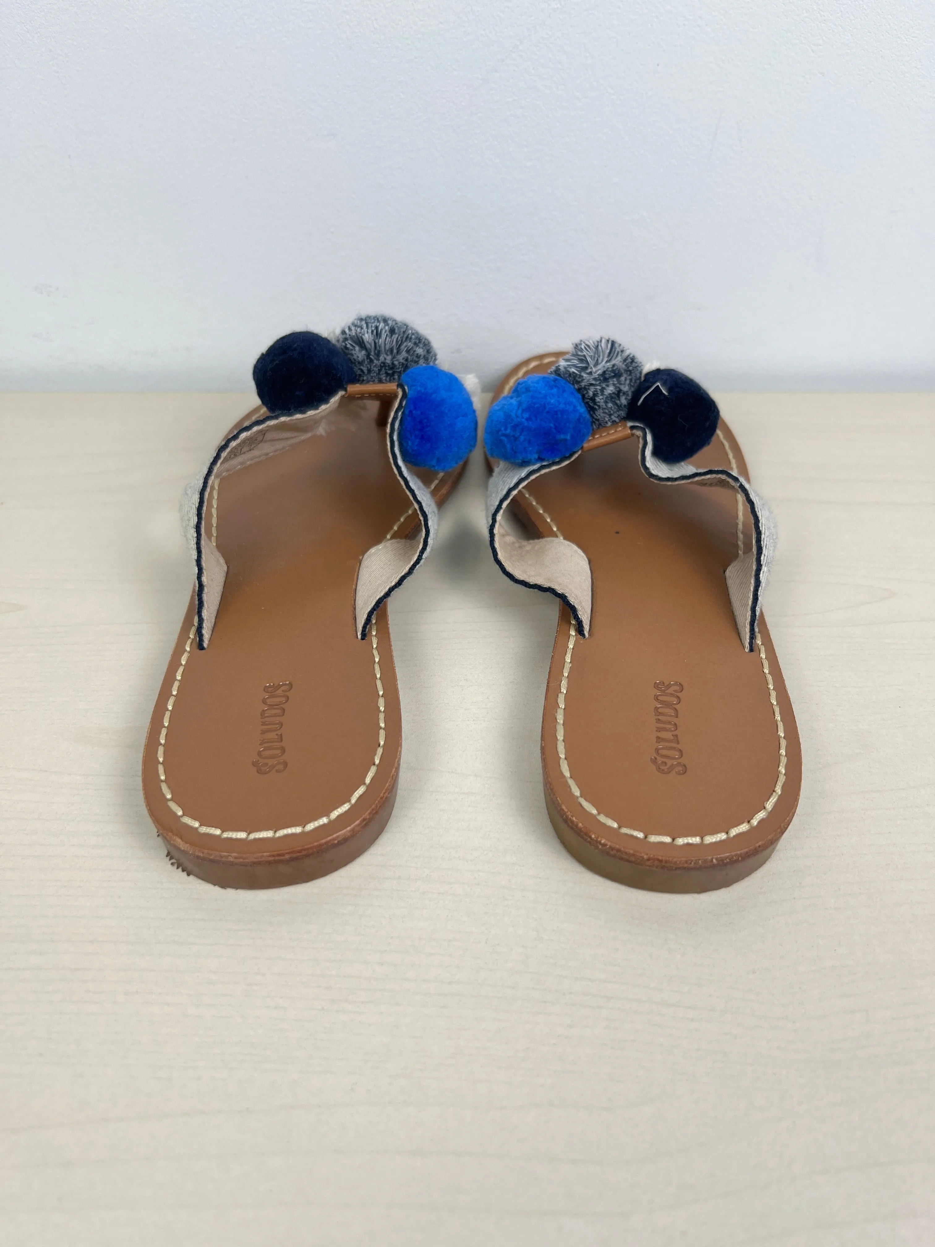 Blue & Brown Sandals Flip Flops Soludos, Size 7