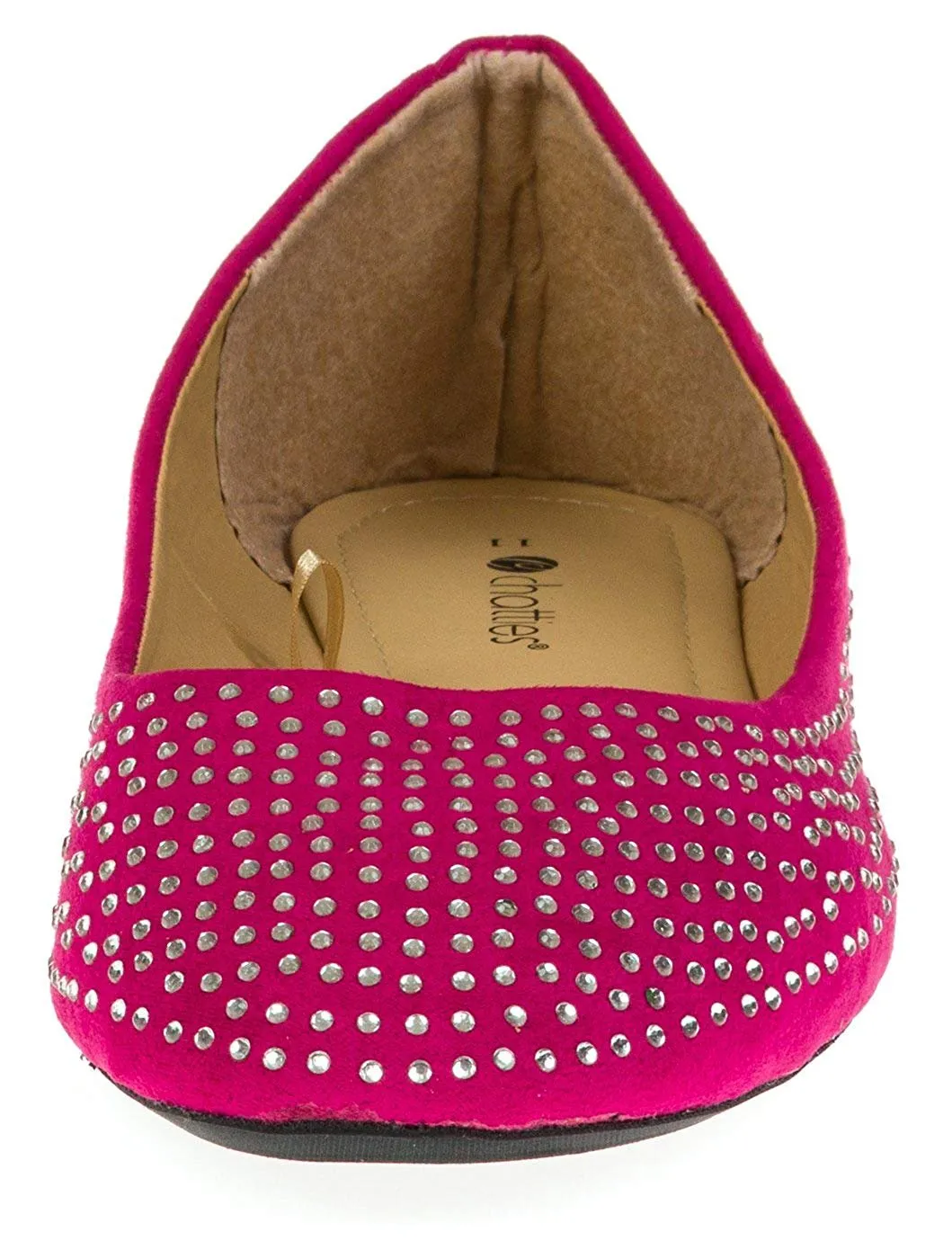 Chatties Ladies Microsuede Ballet Flats with Rhinestones (See More Colors/Sizes)