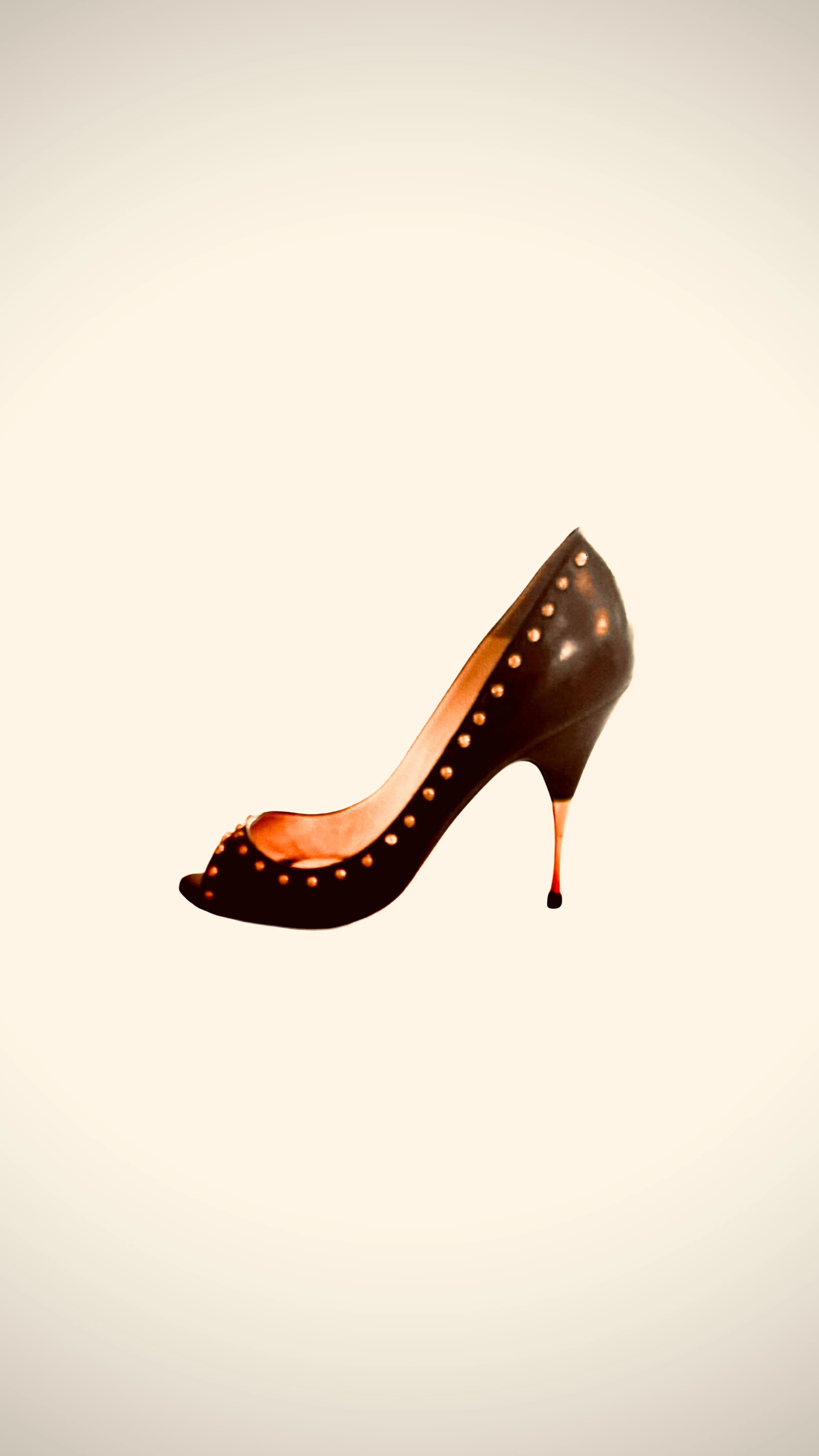 CHRISTIAN LOUBOUTIN brown,gold studded peeptoe heels sz37.5