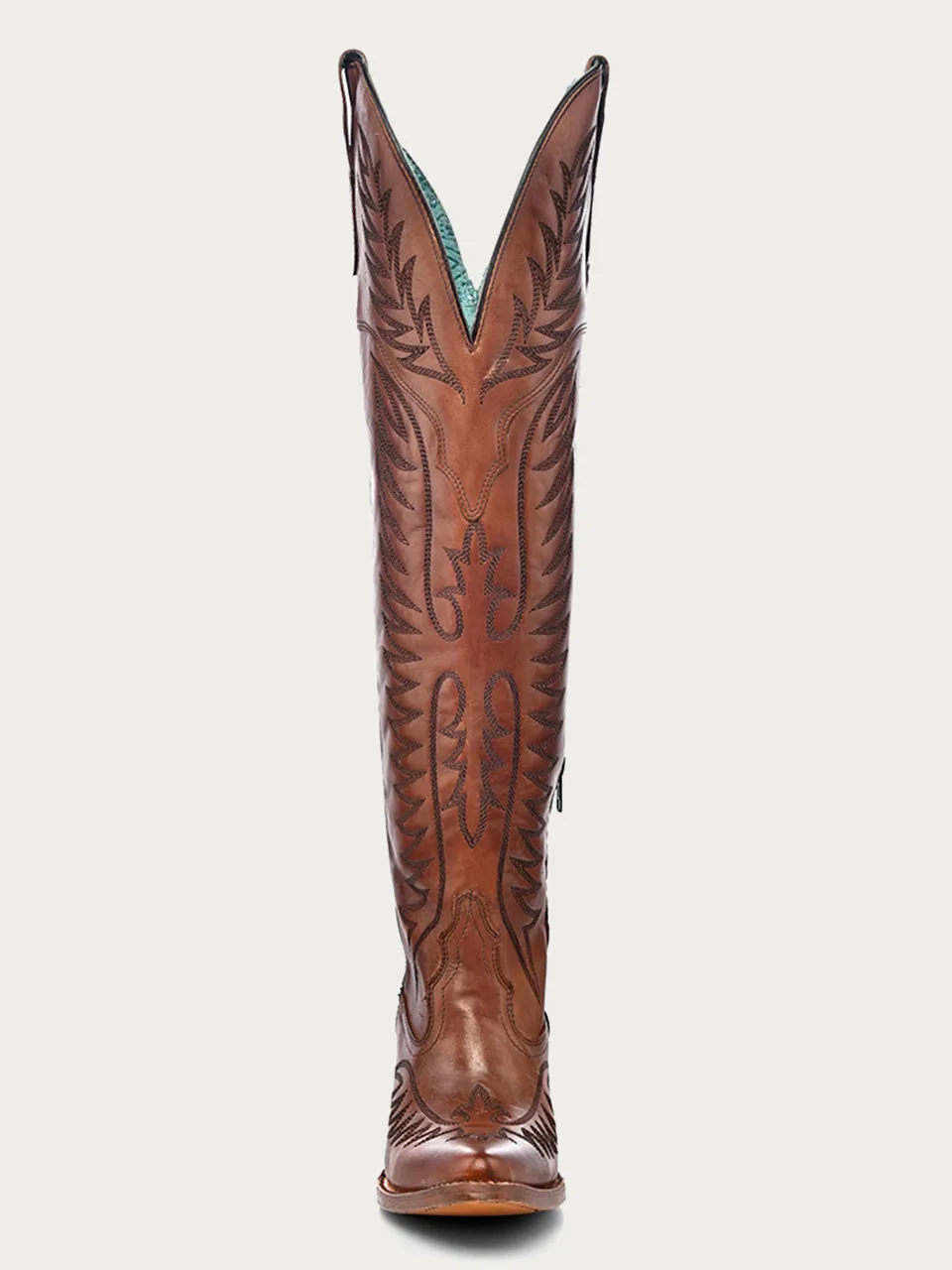 E1507 - WOMEN'S EMBROIDERY COGNAC J TOE TALL TOP COWBOY BOOT