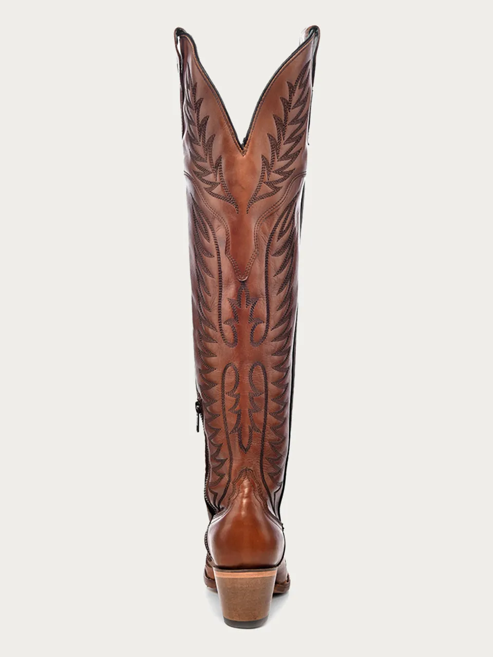 E1507 - WOMEN'S EMBROIDERY COGNAC J TOE TALL TOP COWBOY BOOT