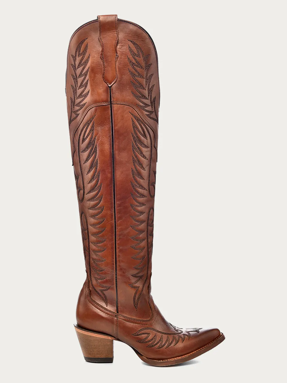 E1507 - WOMEN'S EMBROIDERY COGNAC J TOE TALL TOP COWBOY BOOT