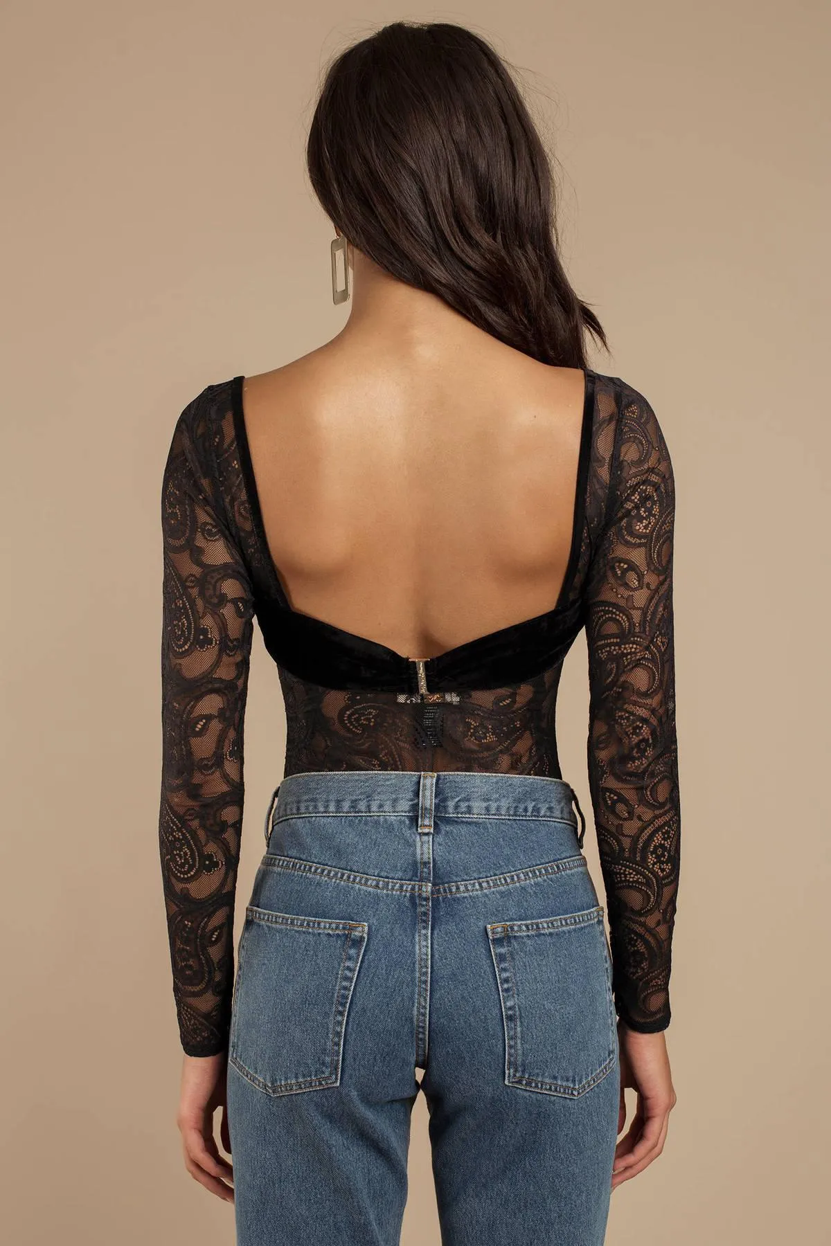 For Love and Lemons Romy Lace Long Sleeve Bodysuit