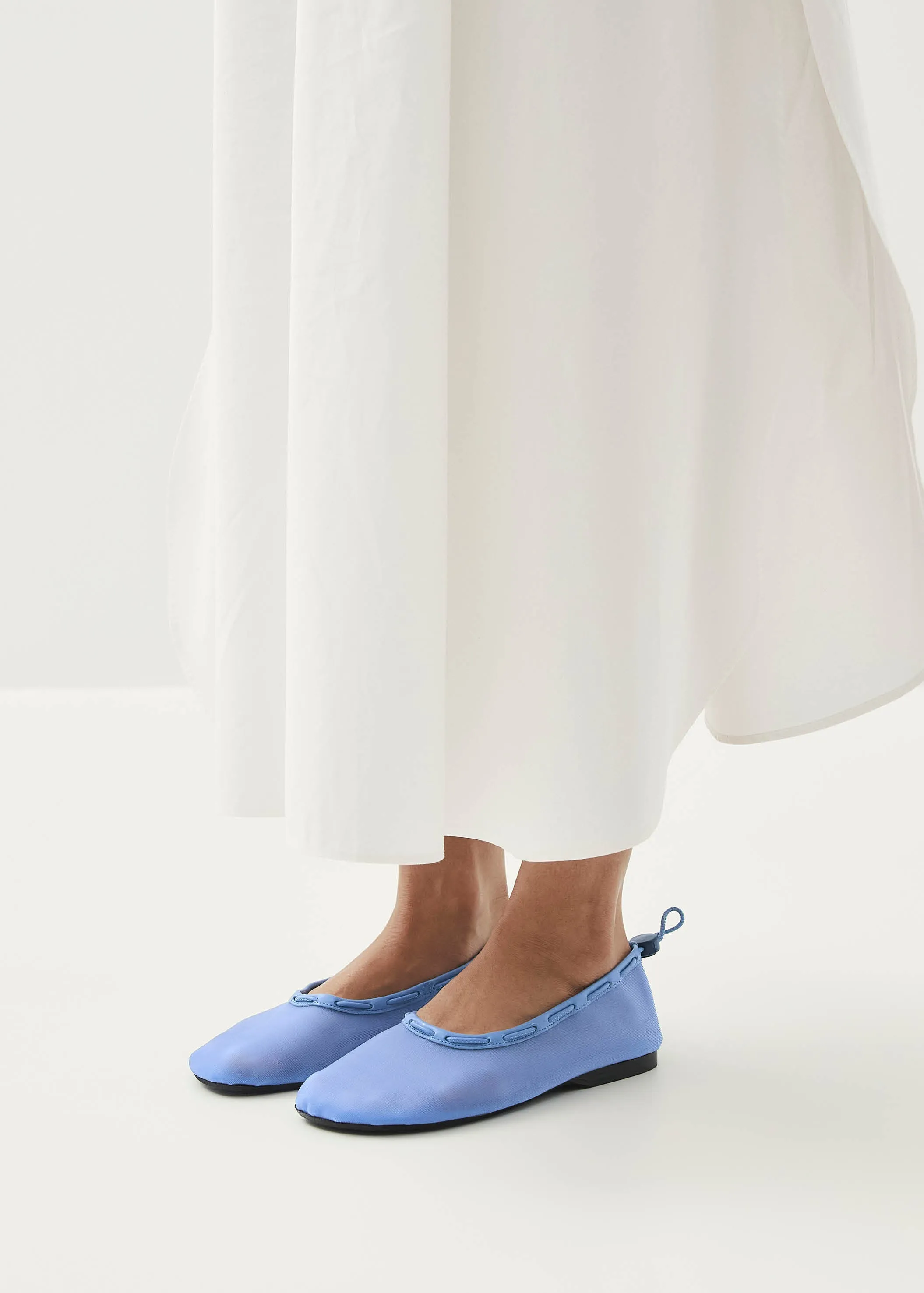 Gill Mesh Blue Leather Ballet Flats