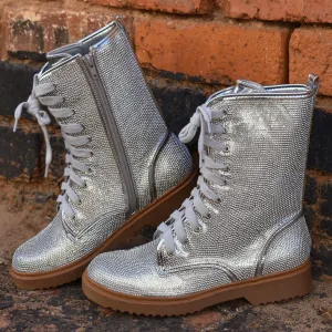 Glitzy Girl Sparkle Combat Boots*