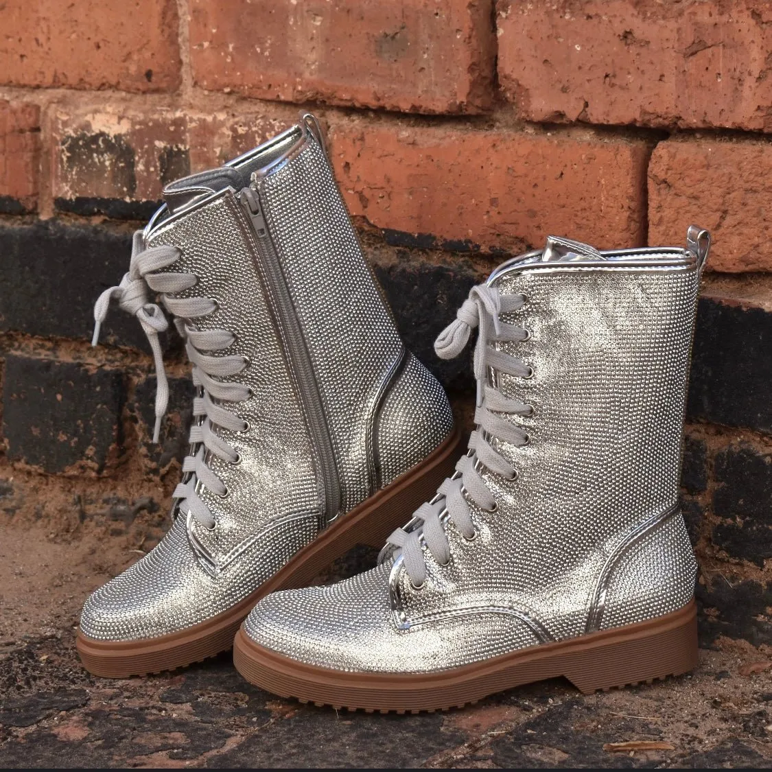 Glitzy Girl Sparkle Combat Boots*