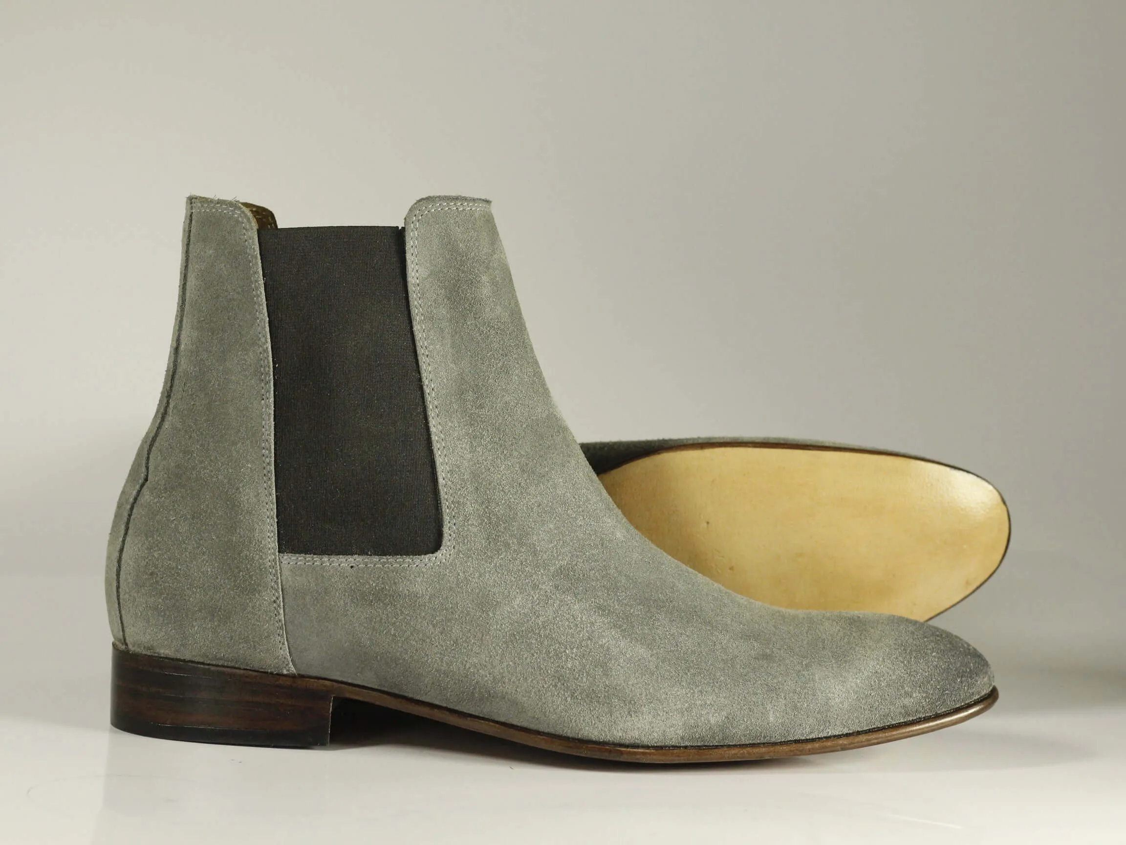 Handmade Men's Gray Suede Chelsea Boots, Men Fashion Ankle Boots, Men Designer Boots