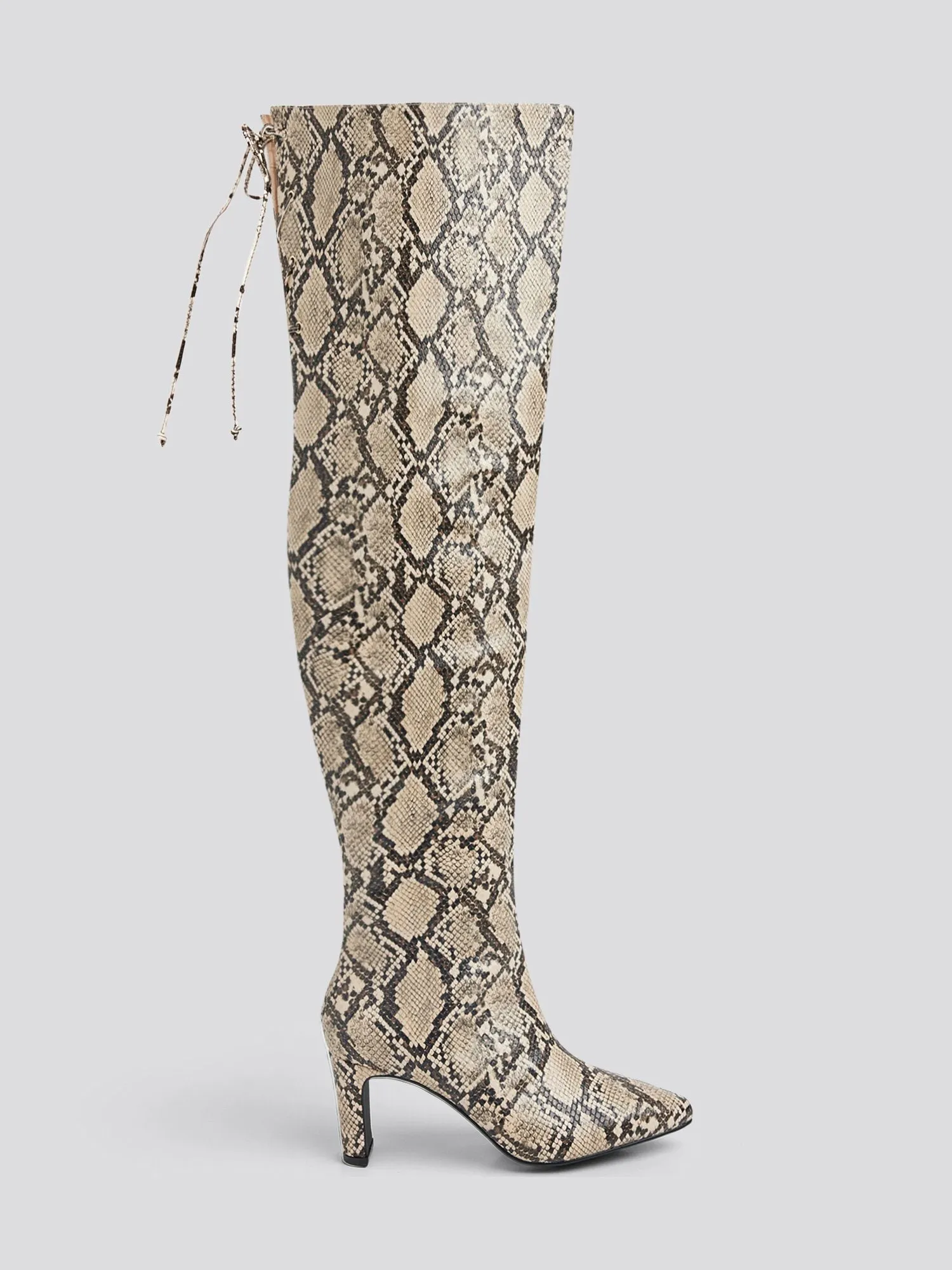 Hayya Snake Print Thigh-High Boots - Nadia x FTF