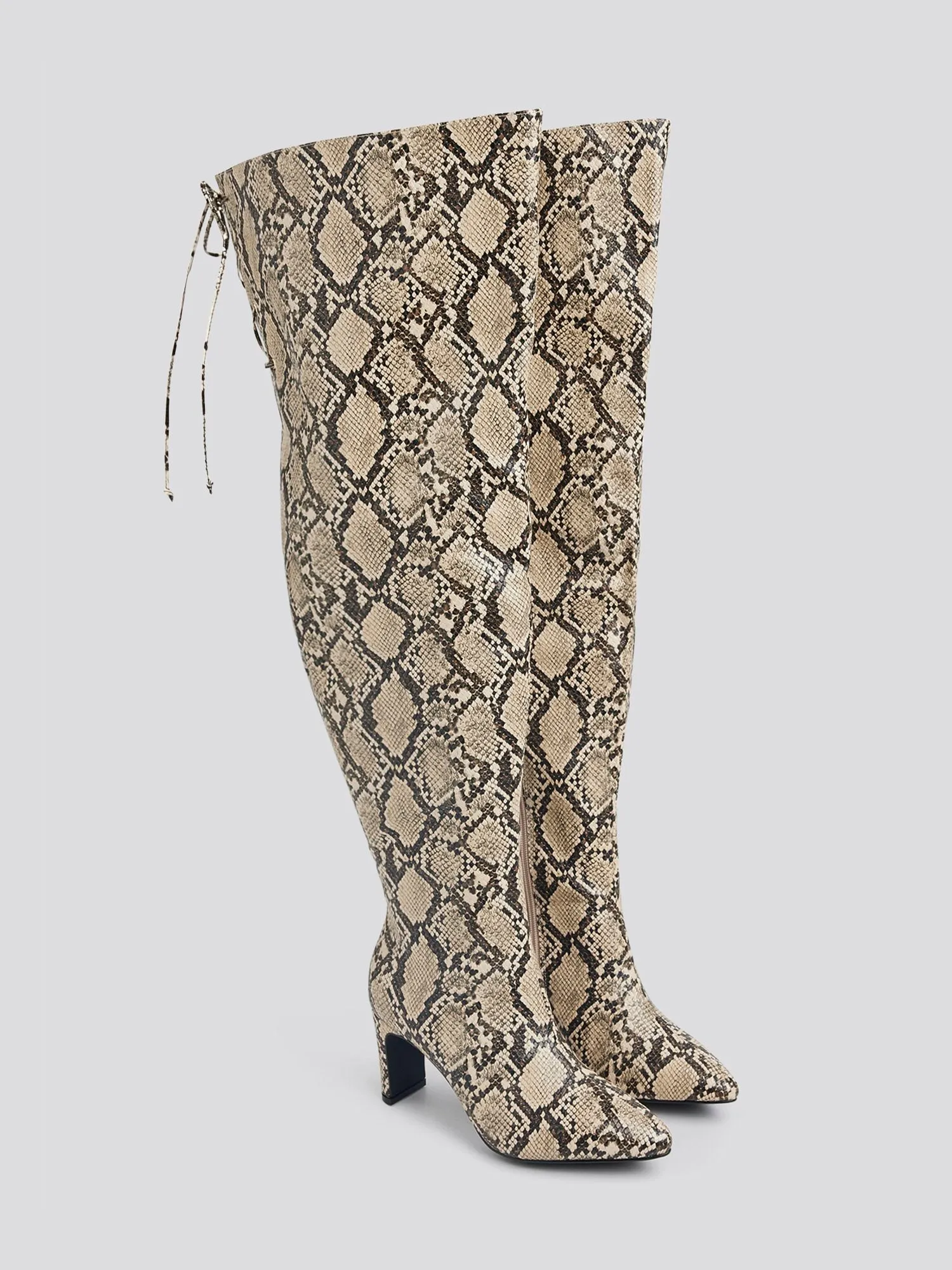 Hayya Snake Print Thigh-High Boots - Nadia x FTF