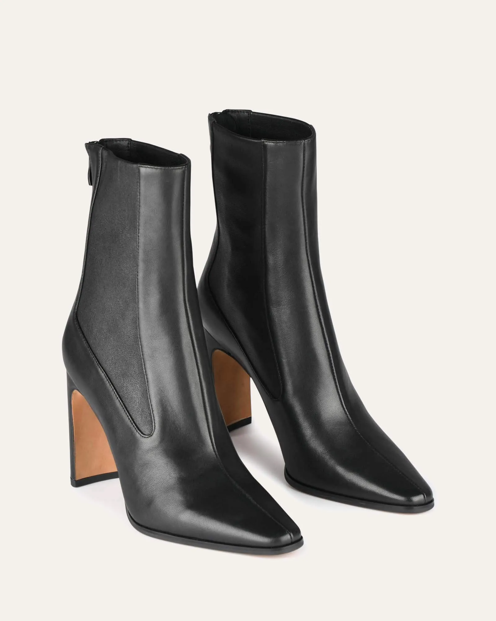 JUNE HIGH ANKLE BOOTS BLACK LEATHER