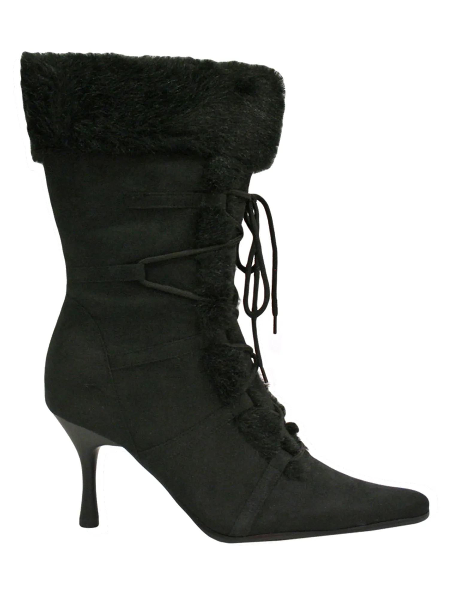 Lace-Up Faux Fur Trim Retro Style Womens Boots