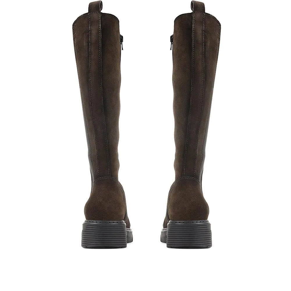 Leather Chunky Knee-High Boots - BUG36511 / 322 885