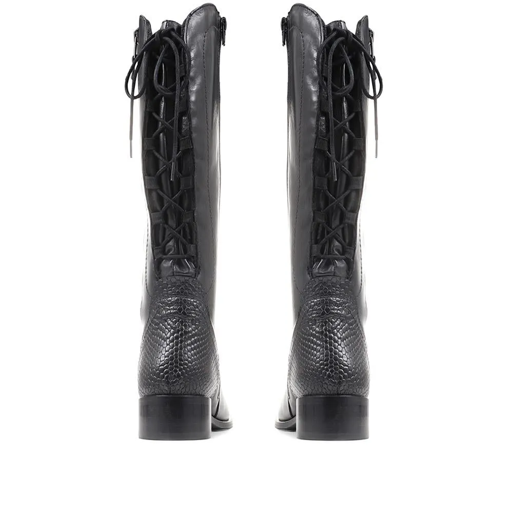 Leather Knee High Boots - SAK36003 / 323 114