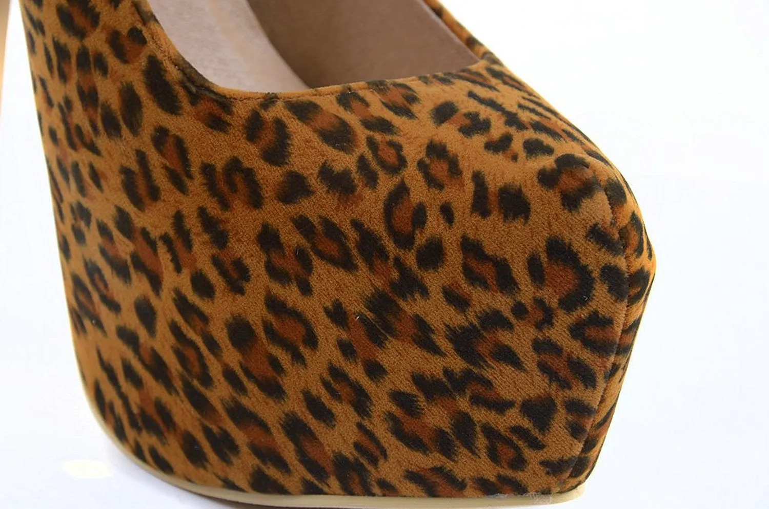 Leopard Vegan Almond Toe Stiletto Platform Pump Womens Heels Women's