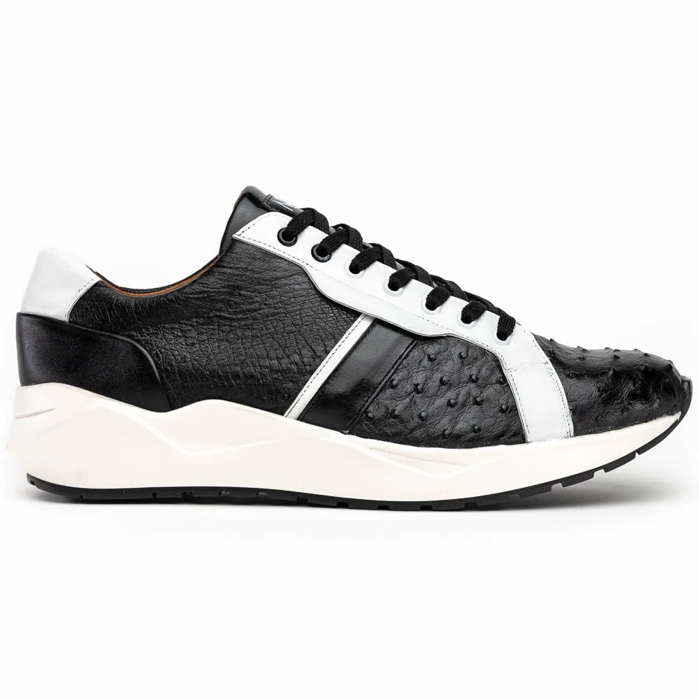 Marco Di Milano LYON II Ostrich and Calfskin Black/White Sneakers