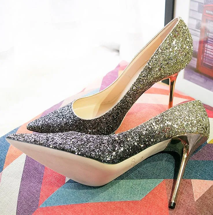 'Momento' Ombre Glitter Pumps - Silver/Dark Navy, Gold/Purple, Gold/Black