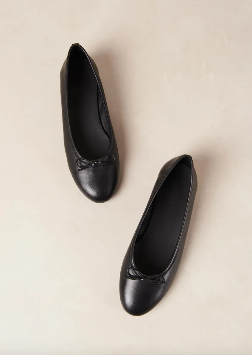 Oriana Black Leather Ballet Flats