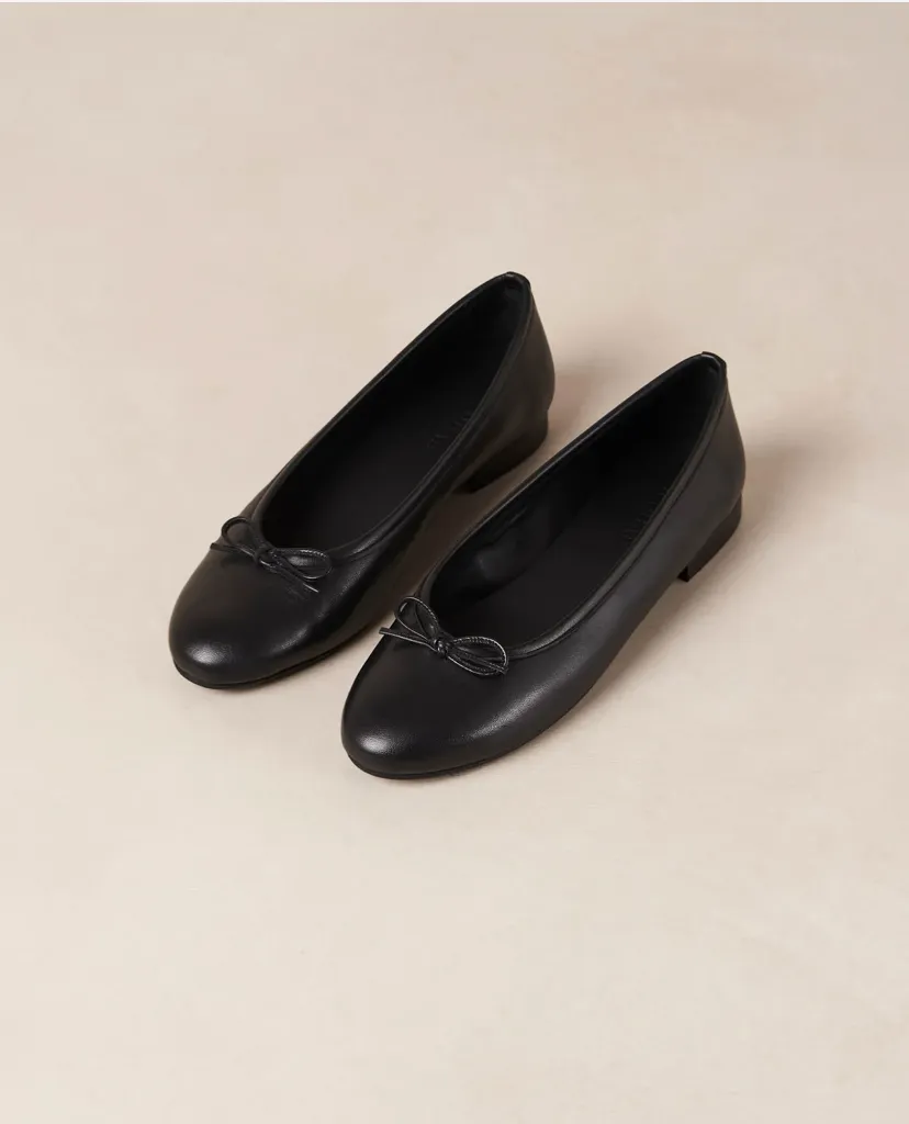 Oriana Black Leather Ballet Flats