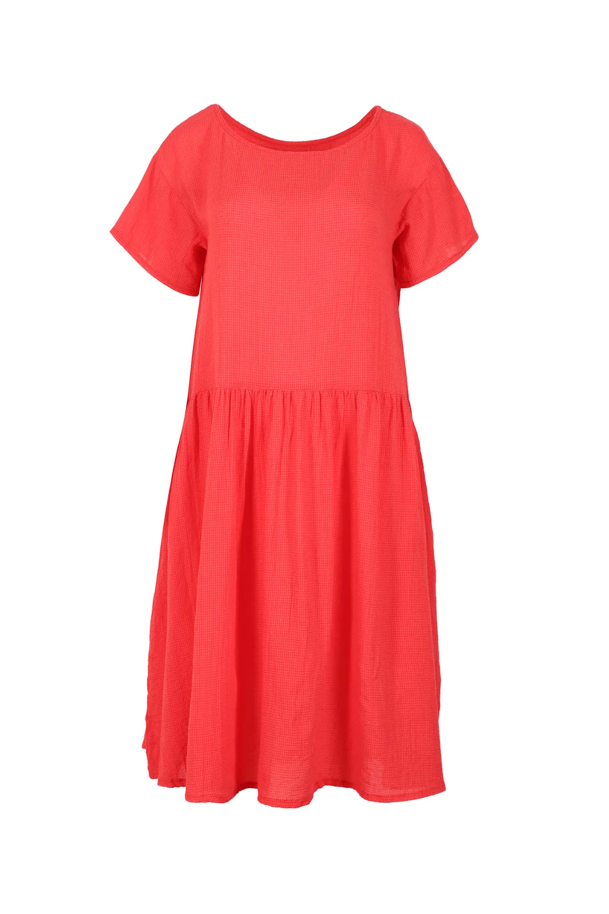 Pacific Drop Waist Dress Tangerine in Seersucker