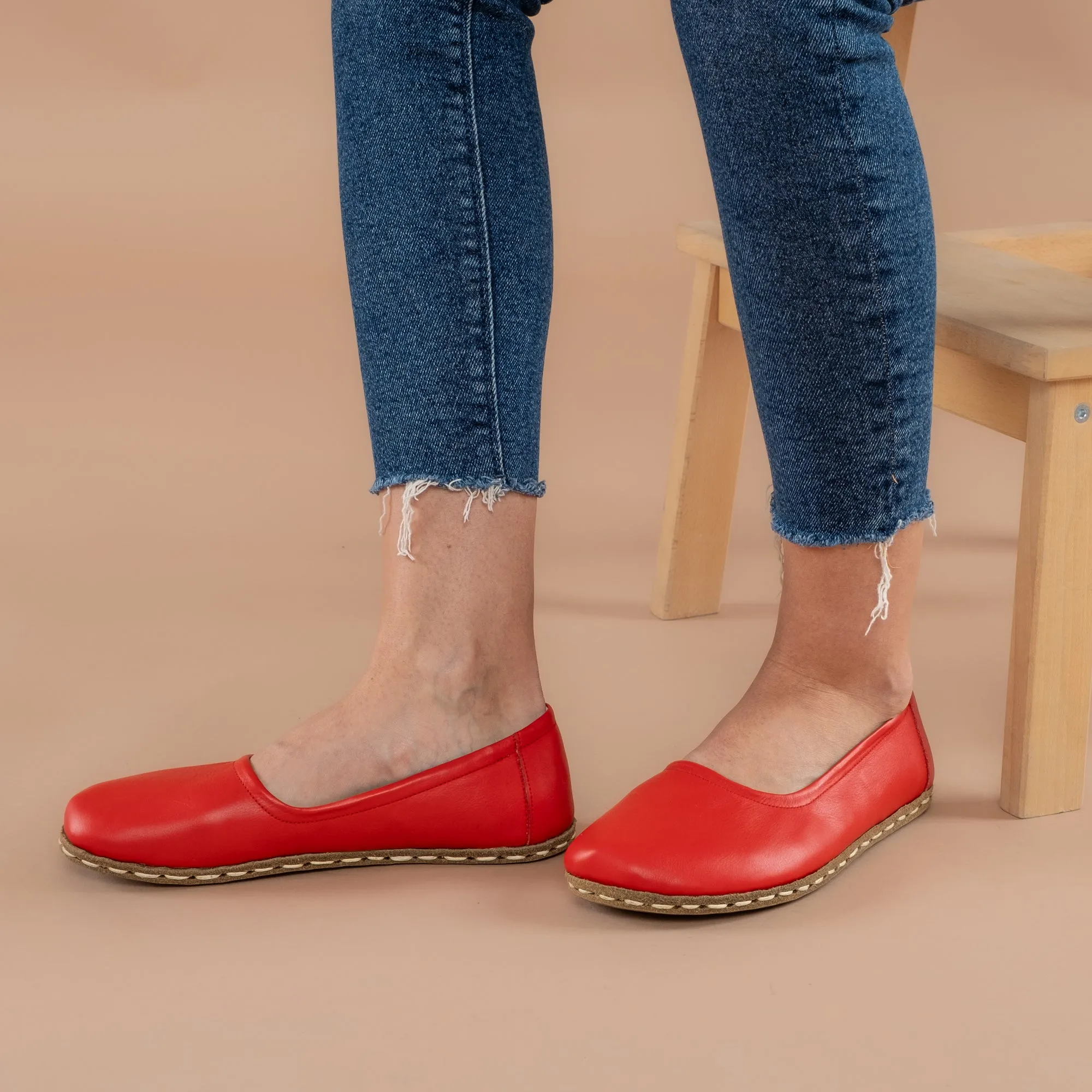 Red Barefoot Ballet Flats