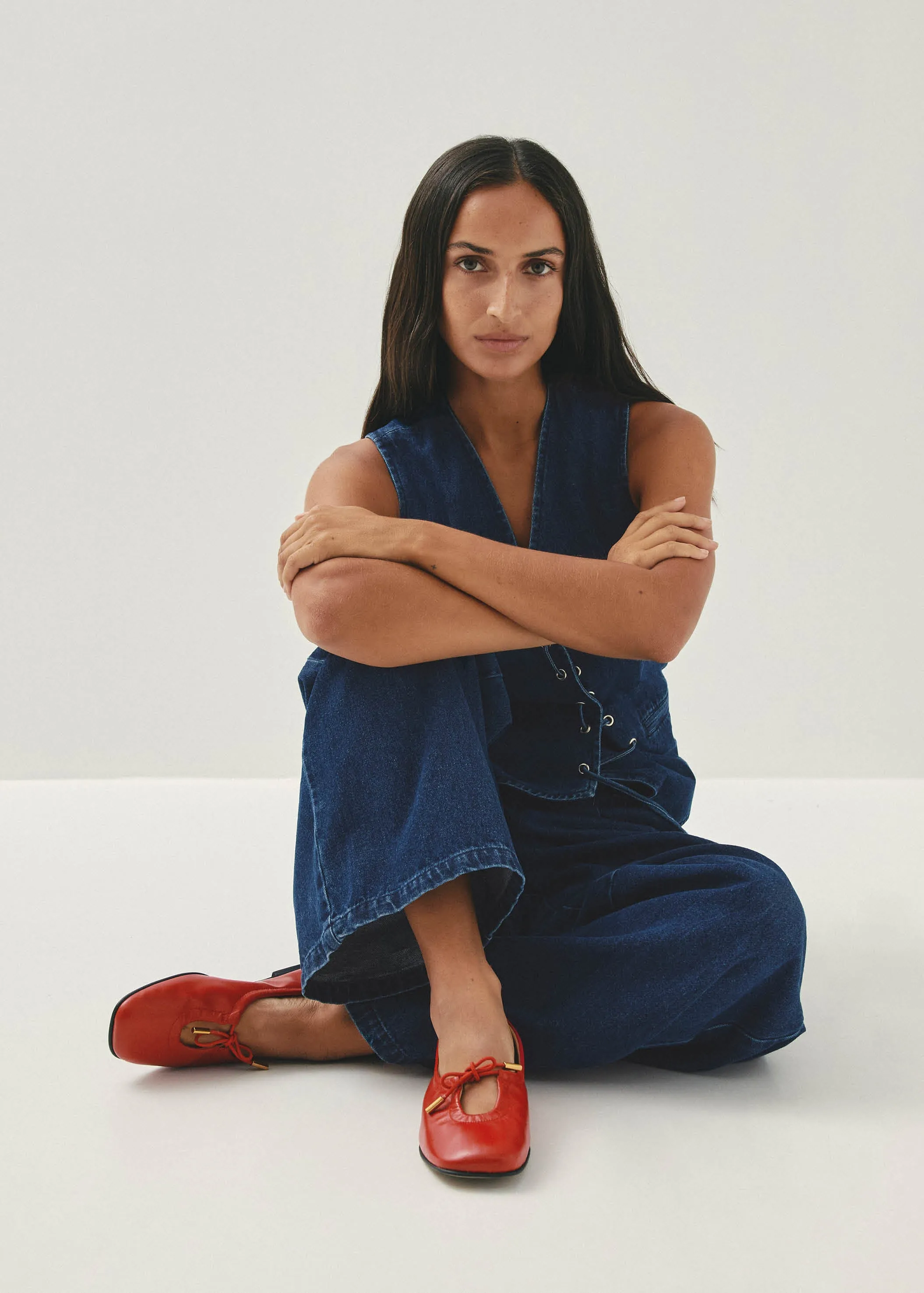 Rosalind Red Leather Ballet Flats