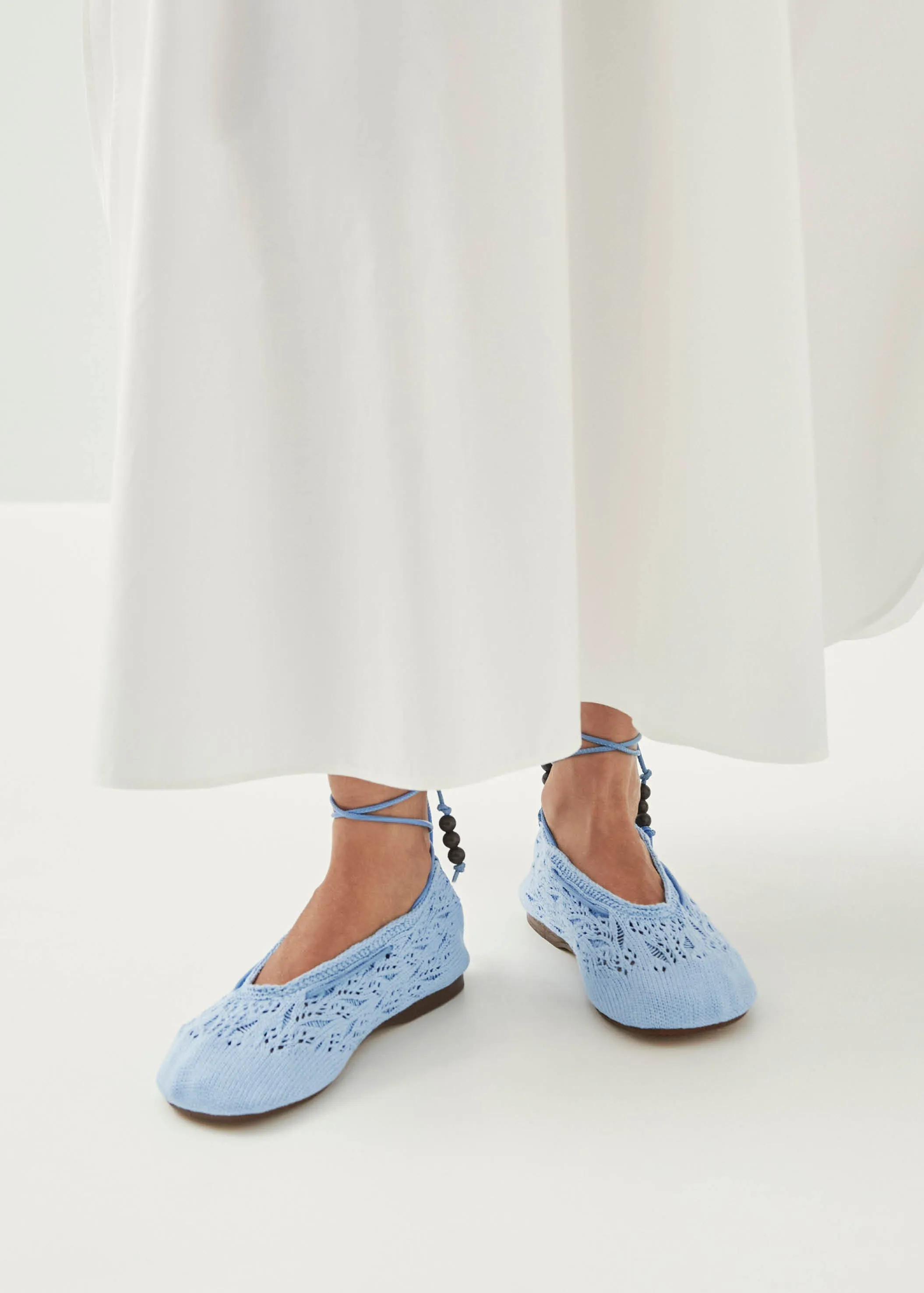 Rosemary Crochet Blue Ballet Flats