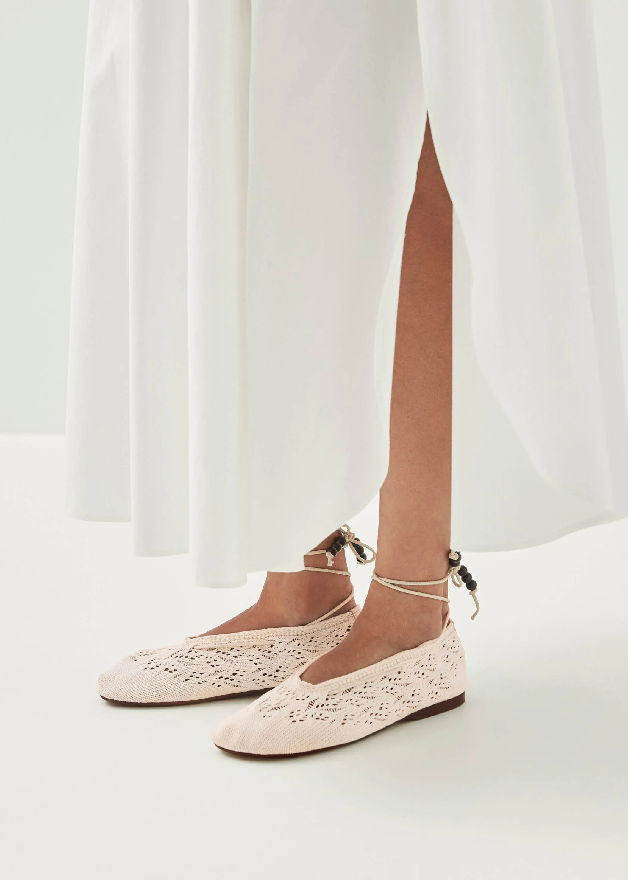 Rosemary Crochet Cream Ballet Flats