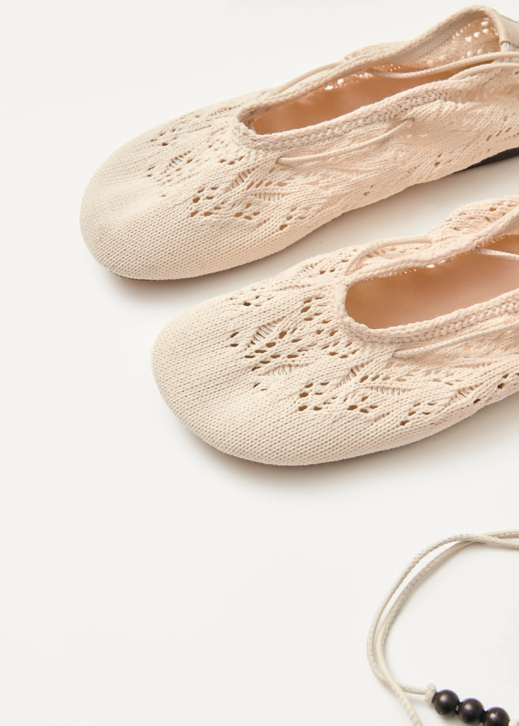 Rosemary Crochet Cream Ballet Flats