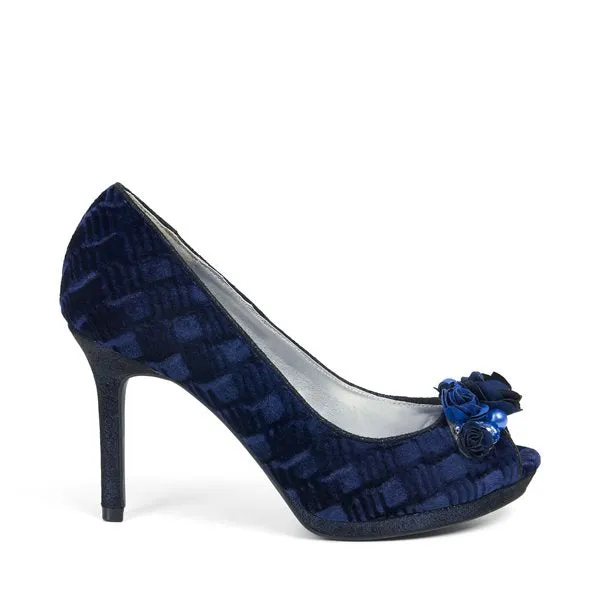 Ruby Shoo Sonia Midnight Blue Peep Toe Stilettos