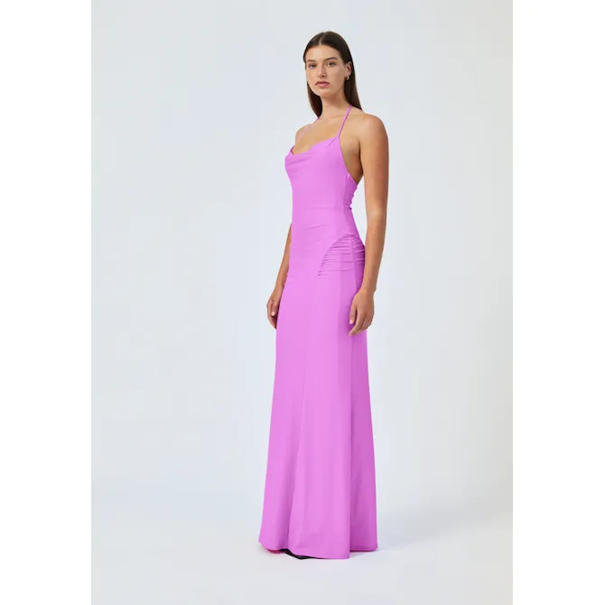 Suboo Ivy Deep Cowl Neck Maxi Dress Fuchsia