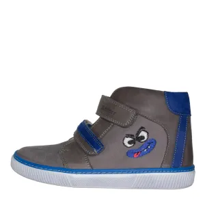 Szamos Kid Boy High-Top Shoes Grey With Blue Monster Face - Made In Europe