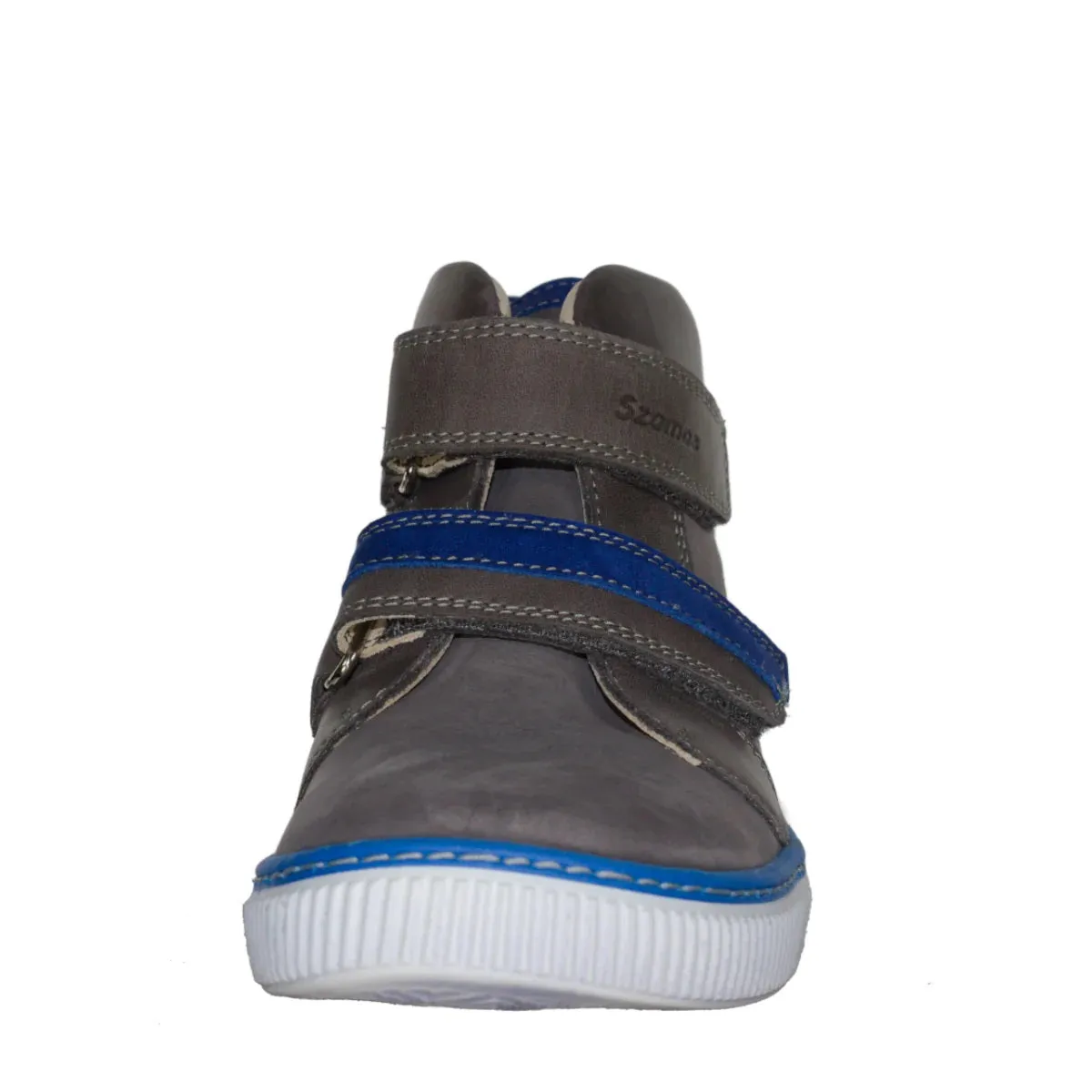 Szamos Kid Boy High-Top Shoes Grey With Blue Monster Face - Made In Europe