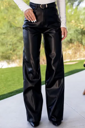 Wilder Black Vegan Leather Flare Pants